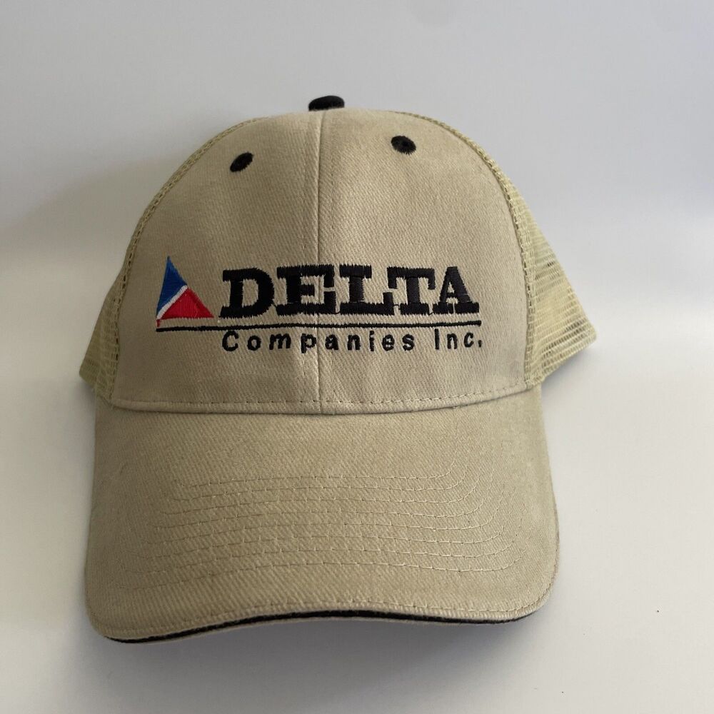 Delta Airlines Companies Snapback Cap Hat OTTO Brand Light Brown Tan Mesh